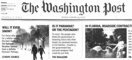 Is it Paranoia?  Or the Pentagon?  Washington Post on 1/14/07 on Pentagon neuroweapon technology